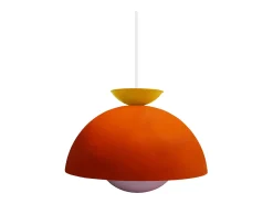 Suspensão TOSEL AGATA metal cúpula laranja D43 x H110 cm
