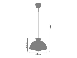 Suspensão TOSEL AGATA metal cúpula laranja D43 x H110 cm