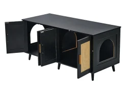 Tabuleiro de Areia SucceBuy para Gatos, Armário de Madeira Oculto com 2 Peças, Preto