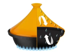 Tajine GSW Ø30 cm em Ferro Fundido de Aço para Indução com Tampa de Cerâmica Amarela - Cozedura Aromáticas e Homogénea