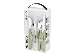 Talheres 24 peças Eclat Pastel Verde - Conjunto Moderno em Aço Inoxidável com Cabo Verde Pastel