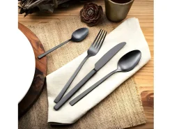 Talheres 16 peças Square Preto Aço Inoxidável - Ambiente escandinavo e chique