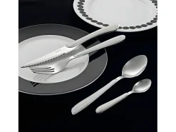 Talheres Eclat 24 peças Branco Moderno - Cabo branco, aço inoxidável, lâmina microdentada, acabamento brilhante