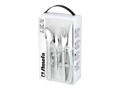 Talheres Eclat 24 peças Branco Moderno - Cabo branco, aço inoxidável, lâmina microdentada, acabamento brilhante
