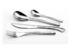 Talheres Flocon 24 peças Aço Inoxidável Brilhante - Conjunto de Talheres Gravados com Estojo
