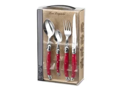 Talheres Laguiole Tradition 48 peças Vermelho Maleta - Lâmina microdentada em aço temperado
