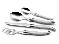 Talheres Laguiole Tradition 24 peças Pérola - Design exclusivo, lâmina microdentada em aço temperado