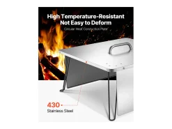Tampa de Braseiro SucceBuy de Aço Inoxidável, 64.5 x 64.5 x 37 cm, Defletor de Calor Externo para Fogueiras, Acampamento e Aquecimento a Madeira