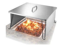 Tampa de Braseiro SucceBuy de Aço Inoxidável, 64.5 x 64.5 x 37 cm, Defletor de Calor Externo para Fogueiras, Acampamento e Aquecimento a Madeira