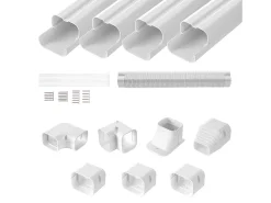 Tampa de Linha SucceBuy 7.62cm de Largura 483 cm para Mini-Split/Ar-Condicionado, PVC Decorativo para Ar-Condicionado. 4 Canais Retos e Componentes, Branco