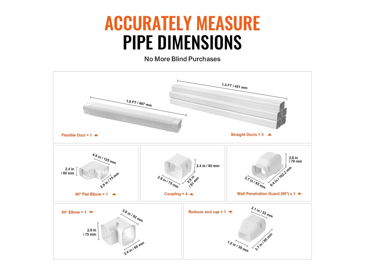 Tampa de Tubulação SucceBuy, 310 x 7,6 cm para Mini-Split/Ar Condicionado, de PVC