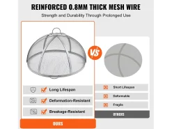 Tampa SucceBuy de Proteção Contra Faíscas para Lareira Redonda de Lenha de 102cm em Aço Inoxidável, Tampa Redonda para Anel de Fogo Externo