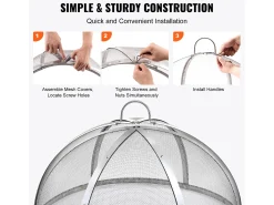 Tampa SucceBuy de Proteção Contra Faíscas para Lareira Redonda de Lenha de 102cm em Aço Inoxidável, Tampa Redonda para Anel de Fogo Externo