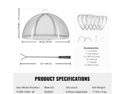 Tampa SucceBuy de Proteção Contra Faíscas para Lareira, Diâmetro de 91.44 cm, Acessórios Redondos para Lareira Externa, Tampa de Metal