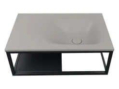 Tampo de lavatório retangular em cimento cinza C61 x A39 cm - TICINO