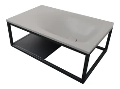 Tampo de lavatório retangular em cimento cinza C61 x A39 cm - TICINO