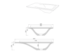 Tampo de lavatório retangular em cimento cinza C61 x A39 cm - TICINO