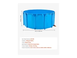 Tanque para Peixes SucceBuy em PVC de 5000 L, Aquário Redondo Dobrável com Moldura Resistente e Válvula de Dreno, Ideal para Aquicultura, Criação de Carpas Koi