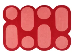 Tapete 100% lã tufado à mão, vermelho cereja e rosa, 160 x 230 cm, 2100g/m², NOLERA