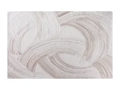 Tapete 100% lã tuftado à mão com padrão abstrato, 160 x 230, Marfim e castanho, RAVELINO