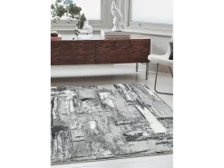 Tapete abstrato - 160x230cm - cinza, branco, prata, preto - Orion Décor