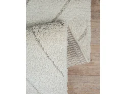 Tapete Bahar Shaggy padrão triângulo, creme, 160 cm redondo