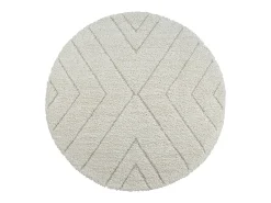 Tapete Bahar Shaggy padrão triângulo, creme, 120 cm redondo
