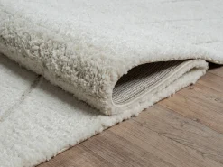 Tapete Bahar Shaggy padrão triângulo, creme, 120 cm redondo