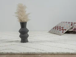 Tapete Bahar Shaggy padrão triângulo, creme, 120 cm redondo