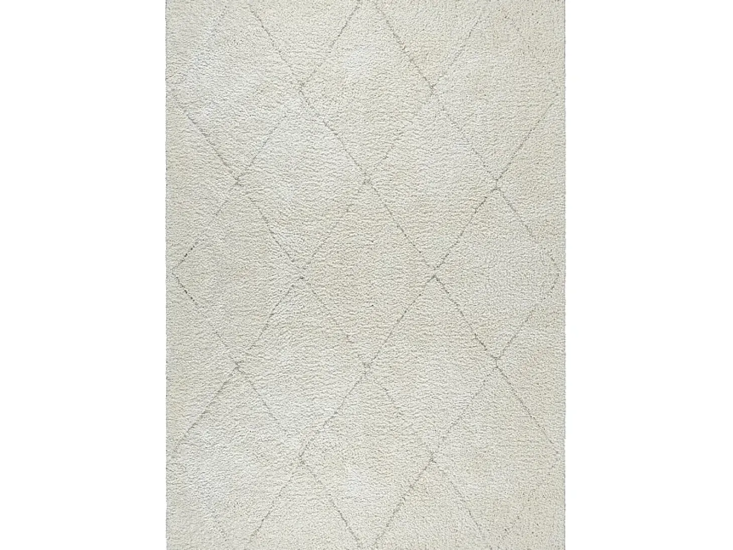 Tapete Bahar Shaggy padrão losango, creme, 240 x 340 cm