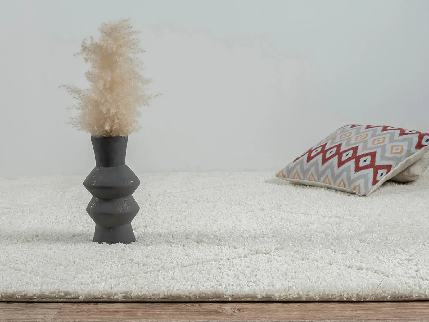Tapete Bahar Shaggy padrão losango, creme, 240 x 340 cm