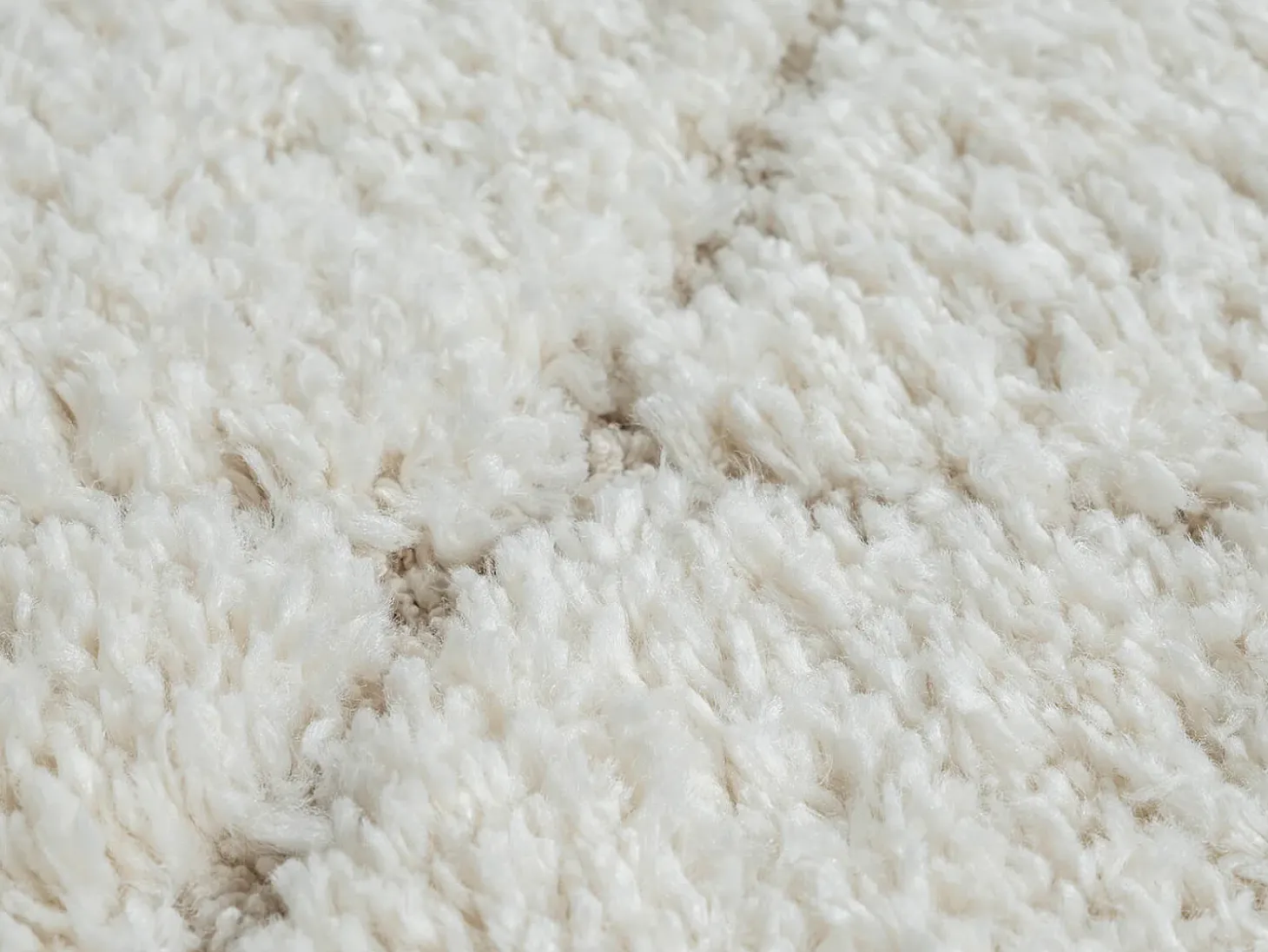 Tapete Bahar Shaggy padrão losango, creme, 240 x 340 cm
