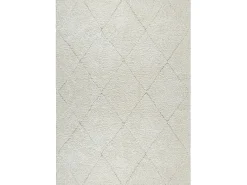 Tapete Bahar Shaggy padrão losango, creme, 200 x 290 cm