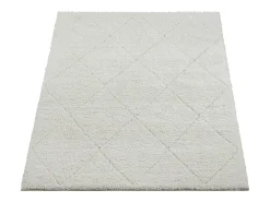 Tapete Bahar Shaggy padrão losango, creme, 200 x 290 cm