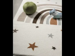 Tapete Beat Kids Moderno Infantil Arco-íris Estrelas Pastel - Creme - 140x200 cm