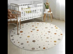 Tapete Beat Kids Moderno Bebê Menina Menino - Creme - 160 cm Redondo