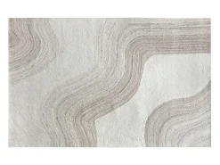 Tapete com padrão abstrato 100% lã 160 x 230 cm, 1800 g/m2, cor marfim e bege - AZARIA