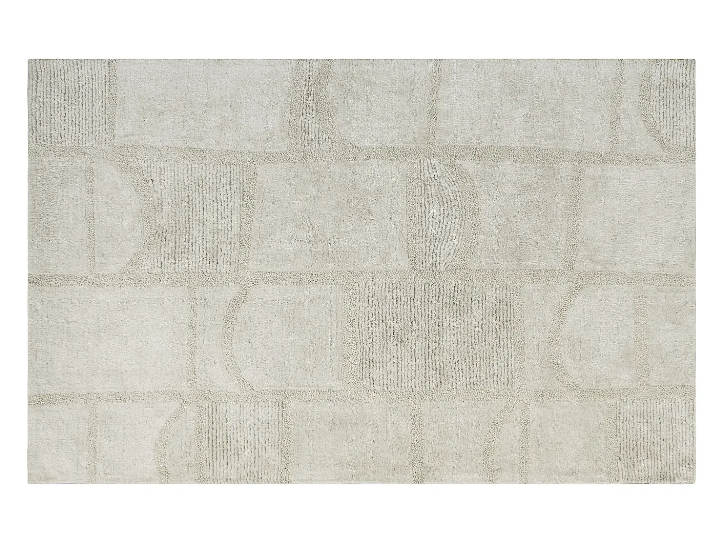 Tapete com relevos em algodão feito à mão 200 x 290 cm, 1800 g/m2 cor marfim - HAZELA