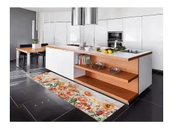 Tapete cozinha - desenhos com flores - multicolorido - 52 x 100 cm - RICCI