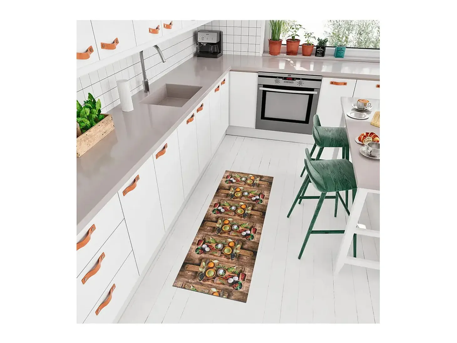 Tapete cozinha - desenhos com especiarias - multicolorido - 52 x 100 cm - RICCI