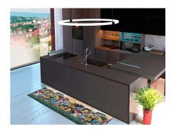Tapete cozinha - desenhos de paisagens - multicolorido - 52 x 200 cm - RICCI