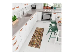 Tapete cozinha - desenhos com especiarias - multicolorido - 52 x 200 cm - RICCI