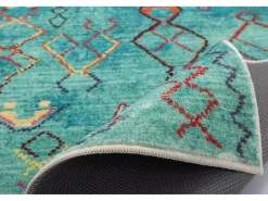 Tapete de banho estampado com pêlo macio 70x120 cm turquesa Ariella
