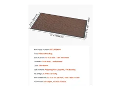 Tapete de Entrada SucceBuy, 119,4 x 89 cm, Capacho Exterior Interior Moderno Elegante, Reverso Antiderrapante TPE, Resistente Lavável, Capta Poeira, Marrom