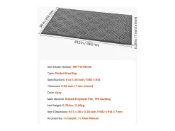 Tapete de Entrada SucceBuy, 156x91,4 cm, Capacho Exterior Interior Moderno Elegante, com Reverso Antiderrapante TPE, Resistente Lavável, Capta Poeira, Cinza