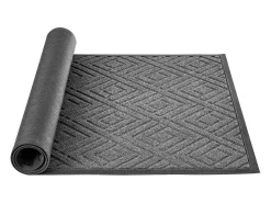 Tapete de Entrada SucceBuy, 156x91,4 cm, Capacho Exterior Interior Moderno Elegante, com Reverso Antiderrapante TPE, Resistente Lavável, Capta Poeira, Cinza