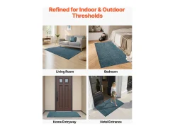 Tapete de Entrada SucceBuy, 183x122 cm, Capacho Exterior Interior com Reverso Antiderrapante PVC, Resistente Lavável, Capta Poeira, Azul Ardósia