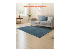 Tapete de Entrada SucceBuy, 183x122 cm, Capacho Exterior Interior com Reverso Antiderrapante PVC, Resistente Lavável, Capta Poeira, Azul Ardósia
