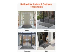 Tapete de Entrada SucceBuy, 152,4 x 91,4 cm, Capacho Exterior Interior com Reverso Antiderrapante PVC, Resistente E Lavável, Capta Poeira, Cinza