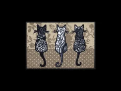Tapete de entrada tecido retangular 50x75 cm padrão animais castanho, antiácaros, resistente a UV, Oeko-Tex, poliéster